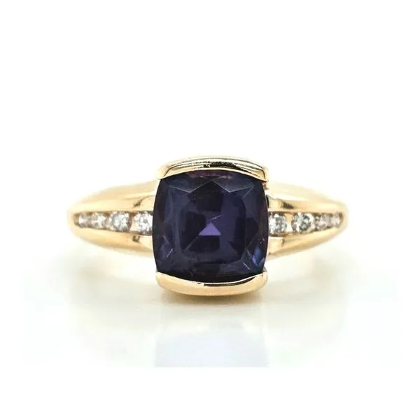 Estate Yellow Gold Lab Created Alexandrite Diamond Ring Mark Jewellers La Crosse, WI