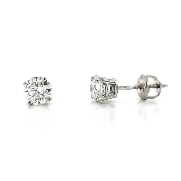 Estate White Gold Diamond Stud Earrings Mark Jewellers La Crosse, WI