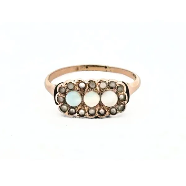 Estate Yellow Gold Opal Seed Pearl Ring Mark Jewellers La Crosse, WI