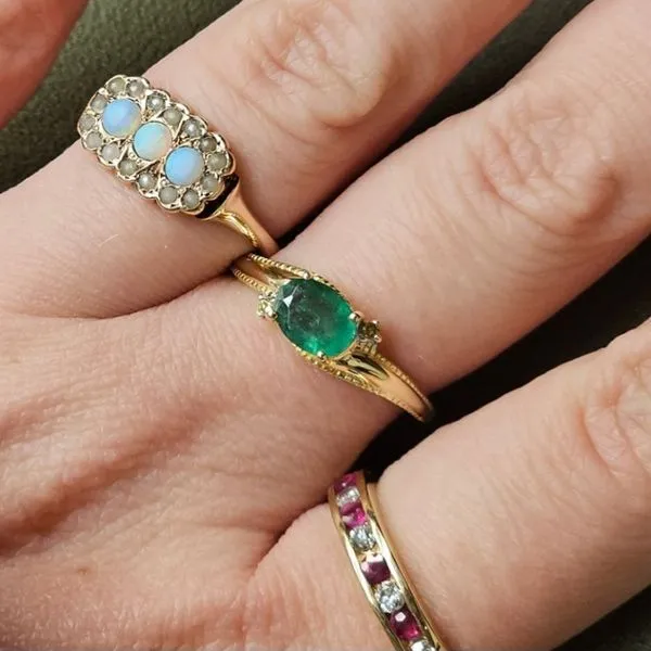 Estate Yellow Gold Emerald & Diamond Ring Image 3 Mark Jewellers La Crosse, WI