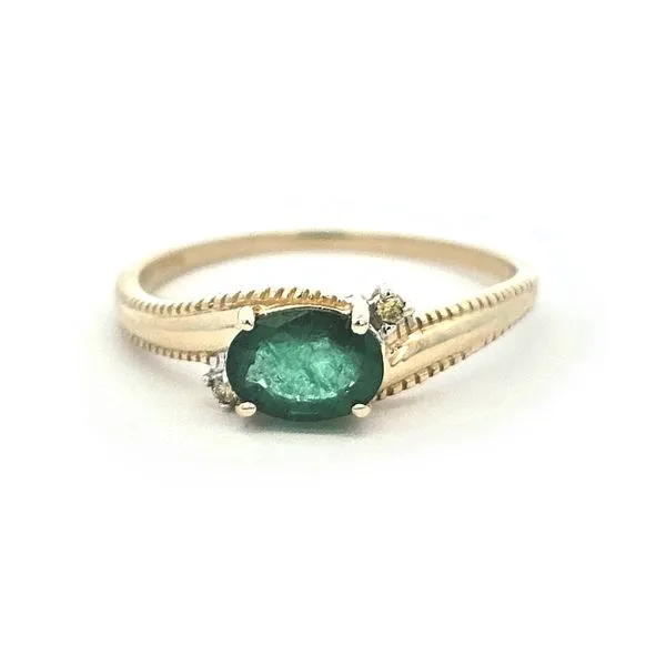 Estate Yellow Gold Emerald & Diamond Ring Mark Jewellers La Crosse, WI