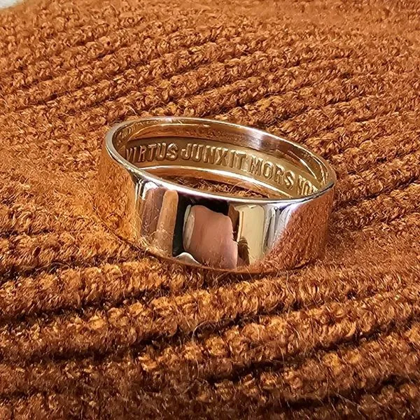 Estate Yellow Gold Freemason Band Image 3 Mark Jewellers La Crosse, WI