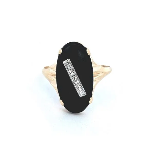 Estate Yellow Gold Black Onyx & Diamond Ring Mark Jewellers La Crosse, WI