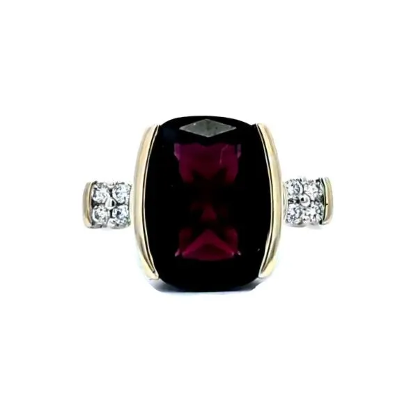 Estate Yellow Gold Garnet & Diamond Ring Mark Jewellers La Crosse, WI
