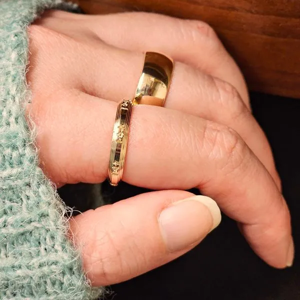 Estate Yellow Gold Floral Band Image 3 Mark Jewellers La Crosse, WI