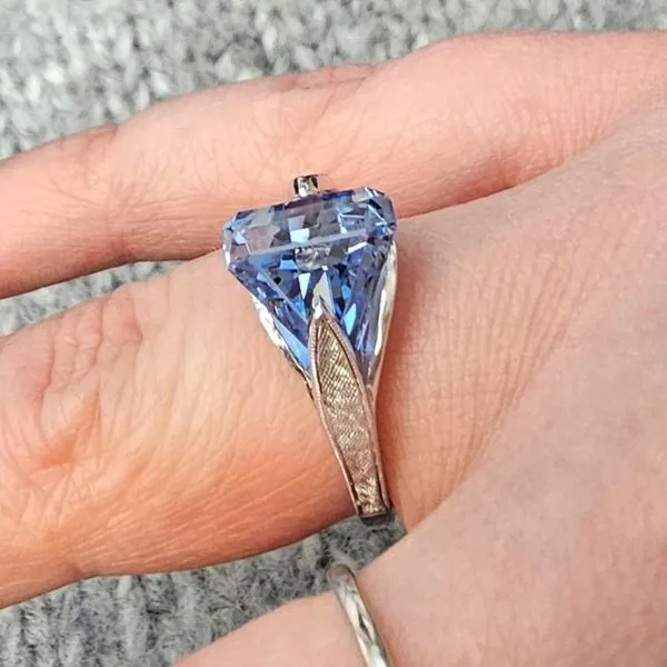 Estate White Gold Blue Stone Ring Image 3 Mark Jewellers La Crosse, WI
