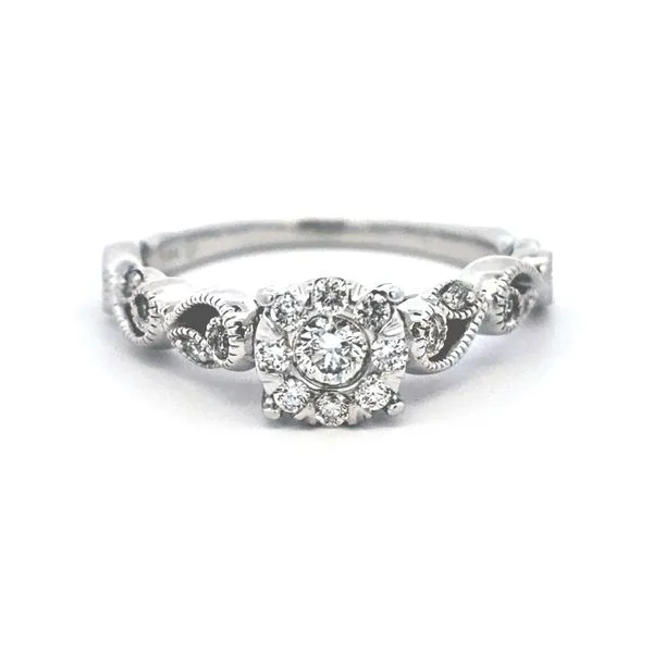 Estate White Gold Floral Diamond Engagement Ring Mark Jewellers La Crosse, WI