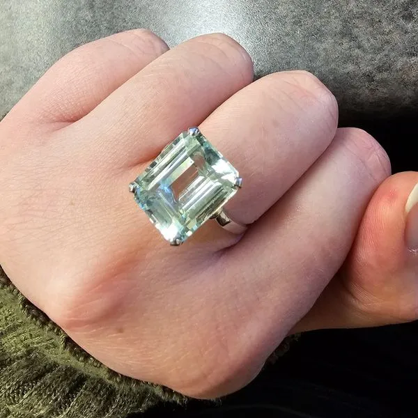 Estate White Gold Green-Blue Stone Ring Image 3 Mark Jewellers La Crosse, WI