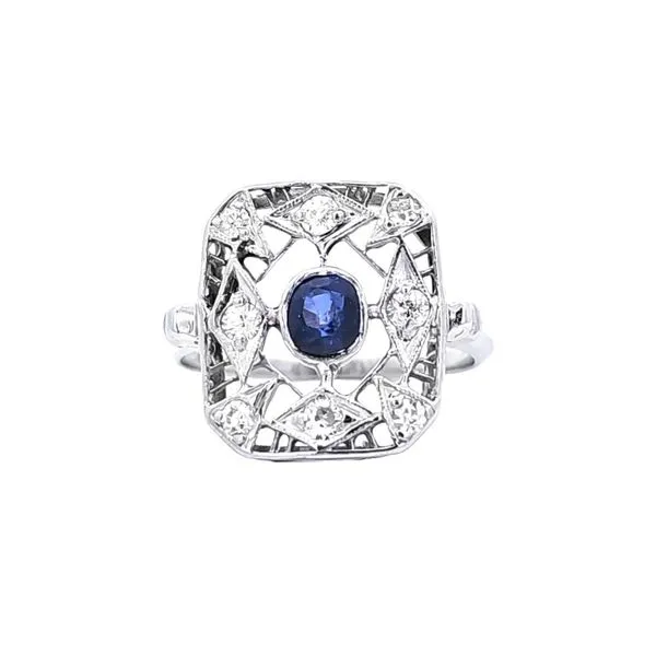 Estate Platinum Sapphire & Diamond Ring Mark Jewellers La Crosse, WI