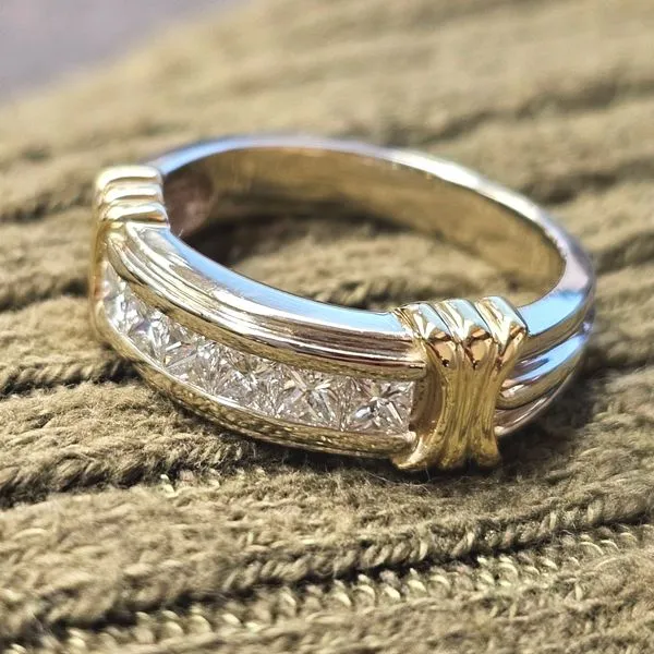 Estate Two Tone Gold Diamond Channel Band Image 3 Mark Jewellers La Crosse, WI