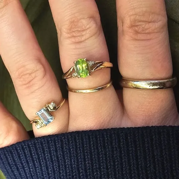 Estate Yellow Gold Green Stone Ring Image 2 Mark Jewellers La Crosse, WI
