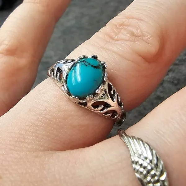 Estate Sterling Synthetic Turquoise Ring Image 2 Mark Jewellers La Crosse, WI
