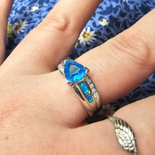 Estate Sterling Synthetic Opal & Blue Topaz Ring Image 2 Mark Jewellers La Crosse, WI