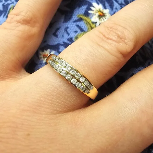 Estate Yellow Gold Two-Row Diamond Ring Image 3 Mark Jewellers La Crosse, WI