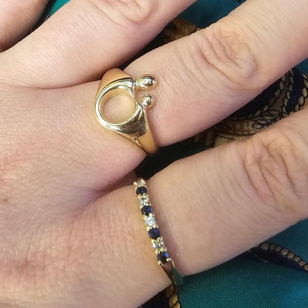 Estate Yellow Gold Blue & White Stone Ring Image 2 Mark Jewellers La Crosse, WI