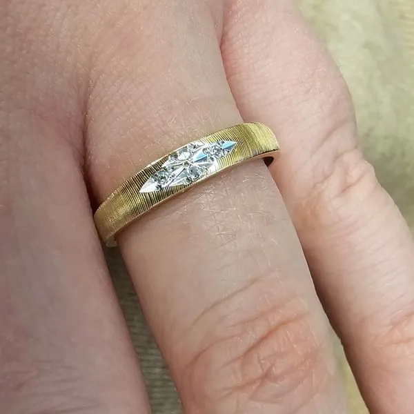 Estate Two Tone Gold Diamond Band Image 2 Mark Jewellers La Crosse, WI
