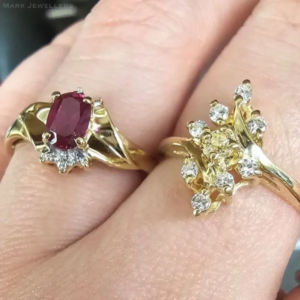 Estate Yellow Gold Marquise Cluster Ring Image 2 Mark Jewellers La Crosse, WI