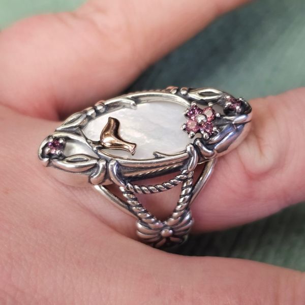 Estate Sterling Iridescent Stone Ring Image 2 Mark Jewellers La Crosse, WI