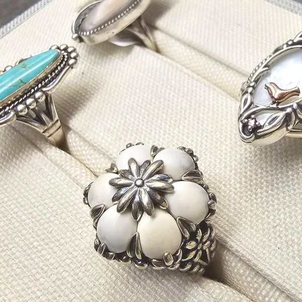 Estate Sterling Flower Ring Image 2 Mark Jewellers La Crosse, WI