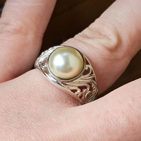 Estate Sterling Button Pearl Ring Image 2 Mark Jewellers La Crosse, WI