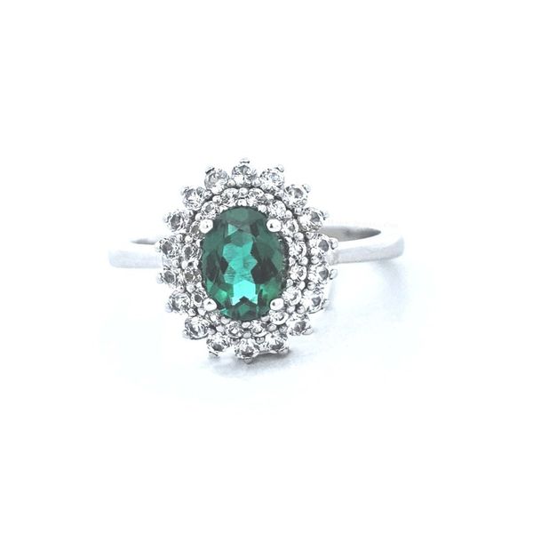 Estate Sterling Green & White Stone Ring Mark Jewellers La Crosse, WI