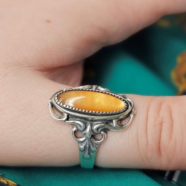 Estate Sterling Orange Stone Ring Image 2 Mark Jewellers La Crosse, WI