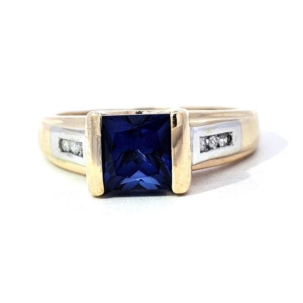 Estate Two Tone Gold Blue Stone Ring Mark Jewellers La Crosse, WI