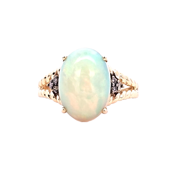 Estate Yellow Gold Synthetic Opal & Diamond Ring Mark Jewellers La Crosse, WI
