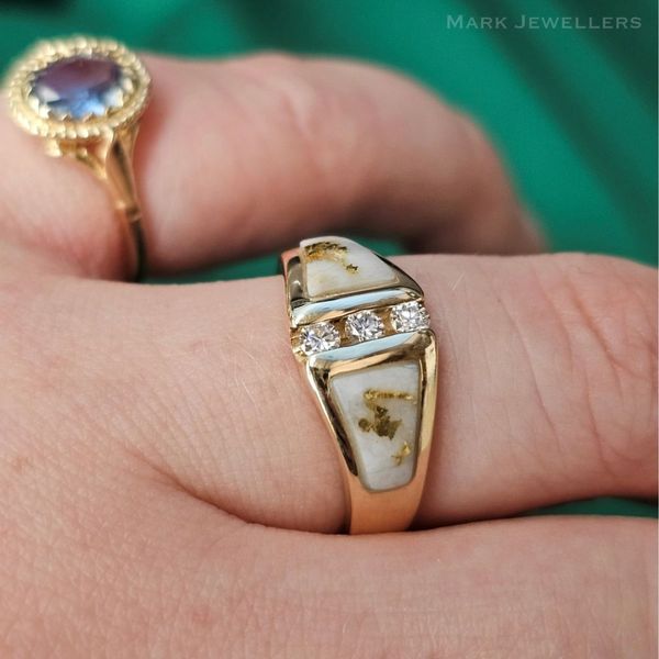 Estate Yellow Gold White Inlay & Diamond Ring Image 3 Mark Jewellers La Crosse, WI