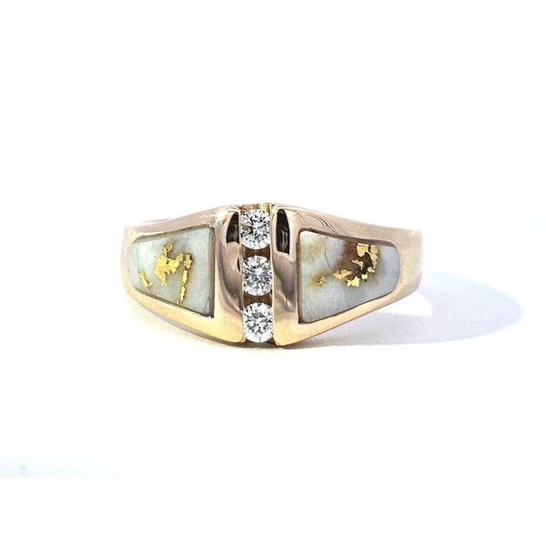 Estate Yellow Gold White Inlay & Diamond Ring Mark Jewellers La Crosse, WI