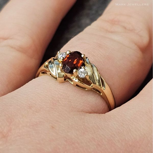 Estate Yellow Gold Red Stone & Diamond Ring Image 3 Mark Jewellers La Crosse, WI