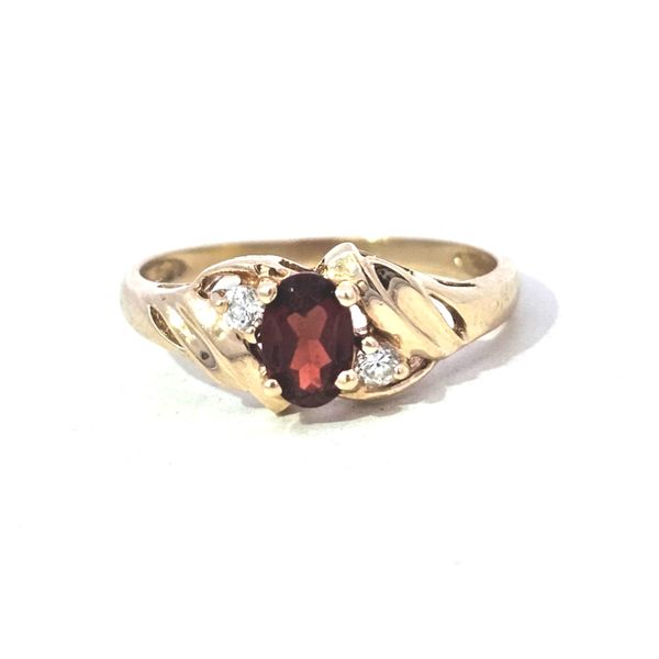 Estate Yellow Gold Red Stone & Diamond Ring Mark Jewellers La Crosse, WI