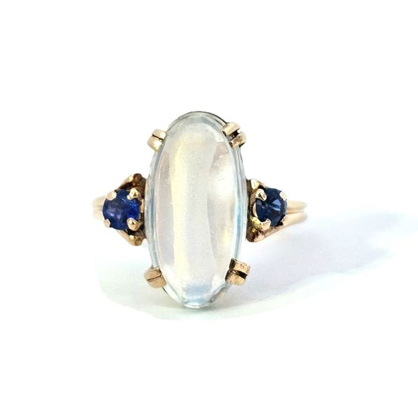 Estate Yellow Gold Synthetic Moonstone & Sapphire Ring Mark Jewellers La Crosse, WI