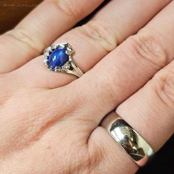 Estate White Gold Blue Stone & Diamond Ring Image 3 Mark Jewellers La Crosse, WI