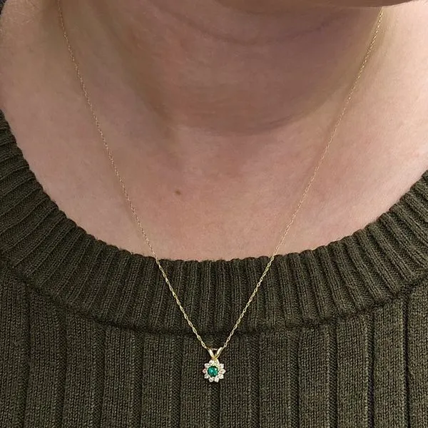 Estate Yellow Gold Green & White Stone Pendant Image 3 Mark Jewellers La Crosse, WI