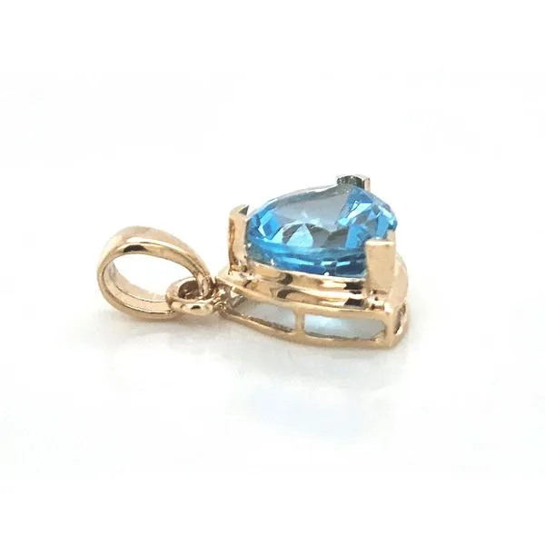 Estate Yellow Gold Blue Topaz Pendant Image 2 Mark Jewellers La Crosse, WI