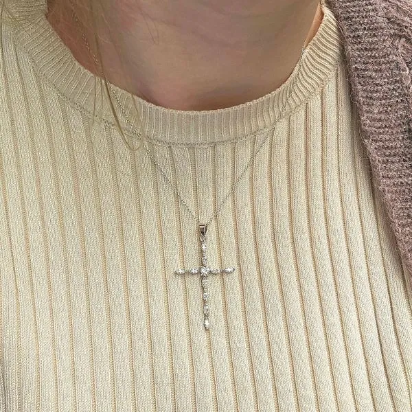 Estate Sterling CZ Cross Necklace Image 3 Mark Jewellers La Crosse, WI