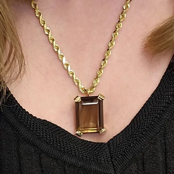 Estate Yellow Gold Brown Gemstone Pendant Image 2 Mark Jewellers La Crosse, WI