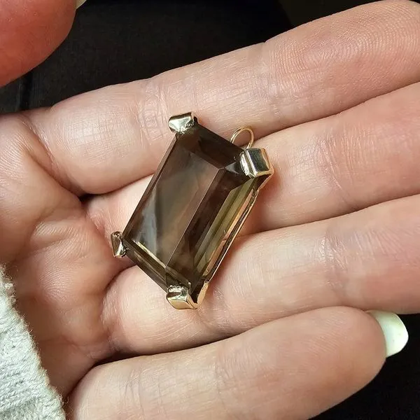 Estate Yellow Gold Brown Gemstone Pendant Image 3 Mark Jewellers La Crosse, WI