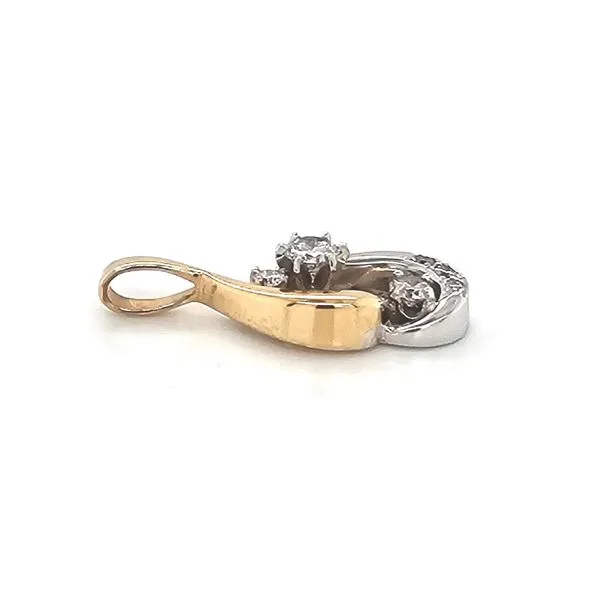 Estate Two Tone Gold Diamond Pendant Image 2 Mark Jewellers La Crosse, WI