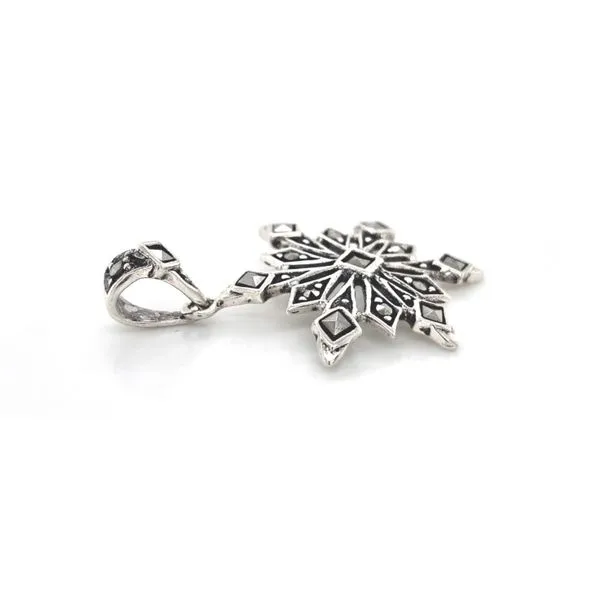 Estate Sterling Marcasite Snowflake Pendant Image 2 Mark Jewellers La Crosse, WI