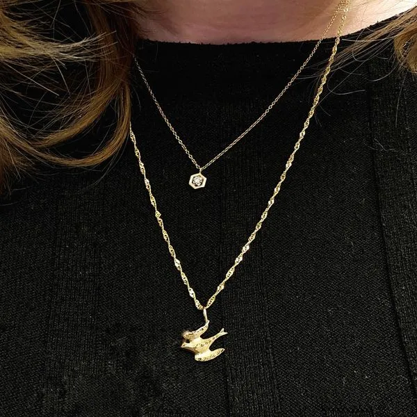 Estate Yellow Gold Dove Pendant Image 3 Mark Jewellers La Crosse, WI