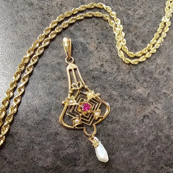 Estate Yellow Gold Filigree Pendant Image 3 Mark Jewellers La Crosse, WI