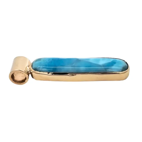 Estate Yellow Gold Synthetic Blue Larimar Pendant Image 2 Mark Jewellers La Crosse, WI