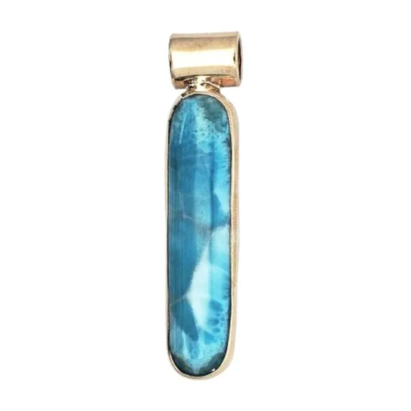 Estate Yellow Gold Synthetic Blue Larimar Pendant Mark Jewellers La Crosse, WI