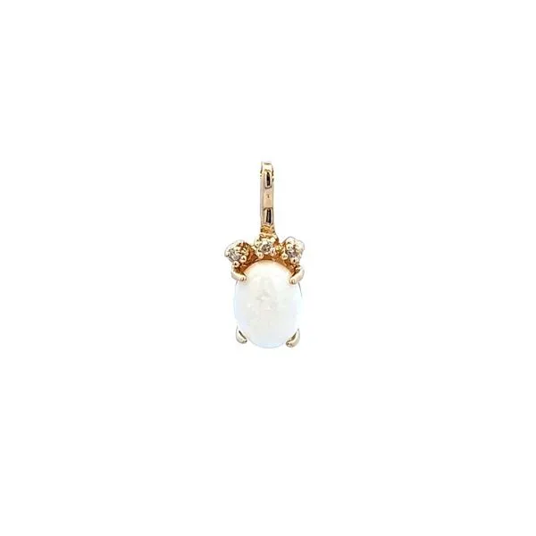 Estate Yellow Gold Oval Synthetic Opal Pendant Mark Jewellers La Crosse, WI