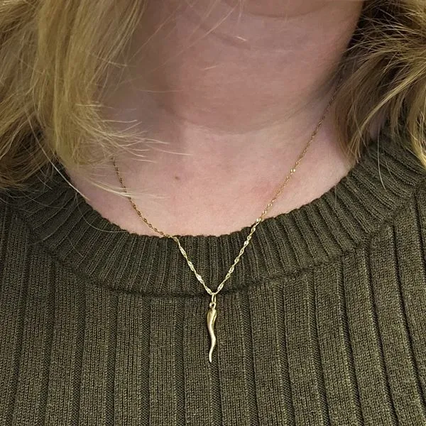 Estate Yellow Gold Italian Horn Pendant Image 3 Mark Jewellers La Crosse, WI