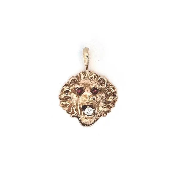 Estate Yellow Gold Lion's Head Diamond Pendant Mark Jewellers La Crosse, WI