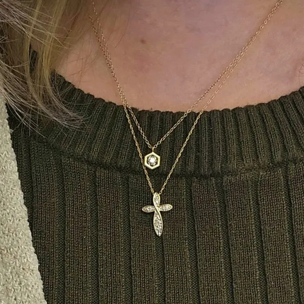 Estate Yellow Gold CZ Cross Pendant Image 3 Mark Jewellers La Crosse, WI
