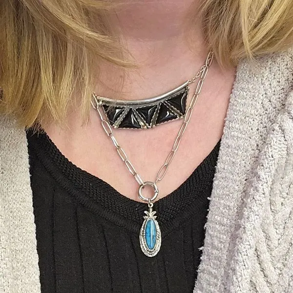 Estate Sterling Teal Stone Pendant Image 2 Mark Jewellers La Crosse, WI